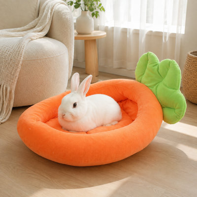 Fruit Shape Pet Bed with Removable Mat – Soft Plush Banana & Carrot Nest with Zippered Washable Cover, for Cats, Small to Medium Dogs & Small Pets (4 Sizes)