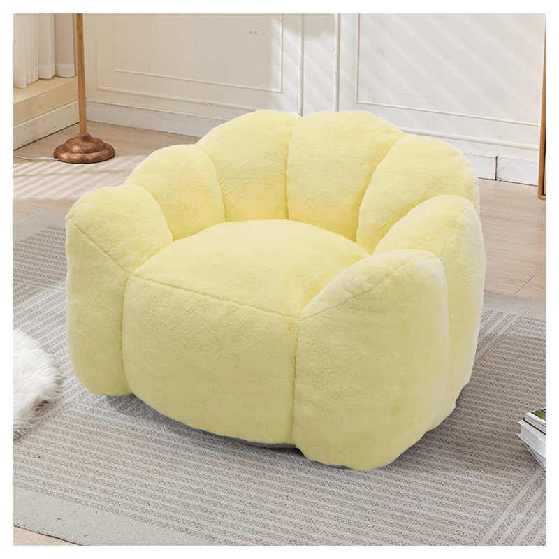 Fauteuil à billes jaune en fausse fourrure