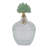 Decorative Glass Stone Metal Jar With Sculpted Fauna Lid Detailing And Textured Transparent Body For Unique Accent Display