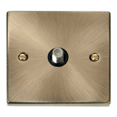 Antique Brass Satellite Socket 1 Gang