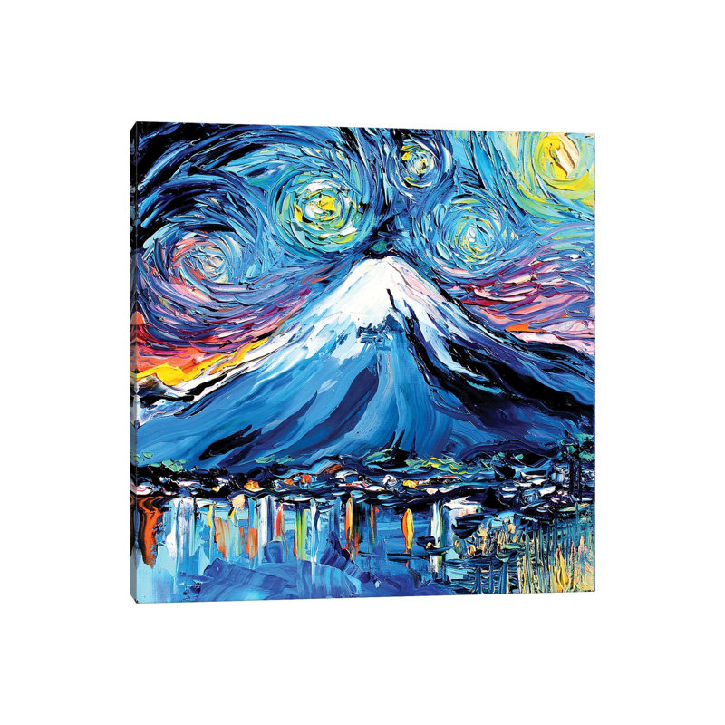 Reproduction d’art « Van Gogh never saw Fuji » par aja Trèves, Pas de tapis, H 18 po x l 18 po x 1,5 po, Toile tendue
