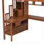 Lit mezzanine multifonctionnel en pin massif brun chaud avec bureau intégré, bibliothèques, garde-robe et escalier de rangement