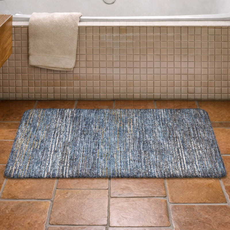 Premium Machine Washable Dream Shag Horizontal Bars Rug, Blue, 2'6" x 3'10"