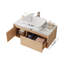 Meuble-lavabo mural de 91 cm avec lavabo, meuble suspendu moderne avec 2 tiroirs de rangement, lavabo rectangulaire blanc et meuble préassemblé, fini bois naturel-133009943