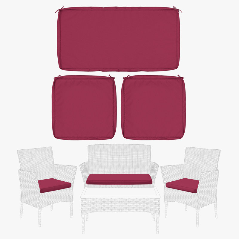 Cartert 3Pcs Outdoor Cushion Cover Set And Patio Seat Cushion Covers, Only Covers, Fuchsia Red