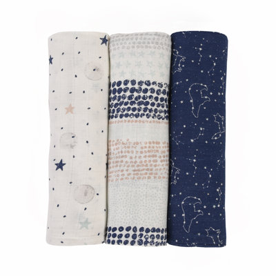 Paquet de 3 couvertures en mousseline de coton Baby's First By Isabelle & Max ™, nuit étoilée