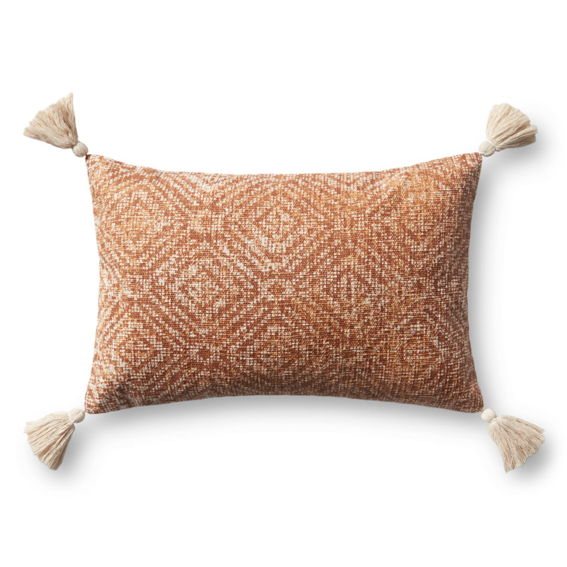 Housse de coussin rectangulaire en coton Frison Tribal Diamond, Pas de remplissage, Orange