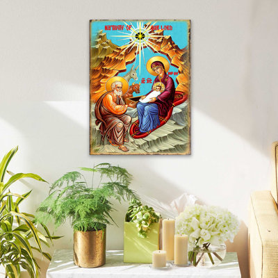Inspiration, icône, crèche de Noël, peinture sur bois
