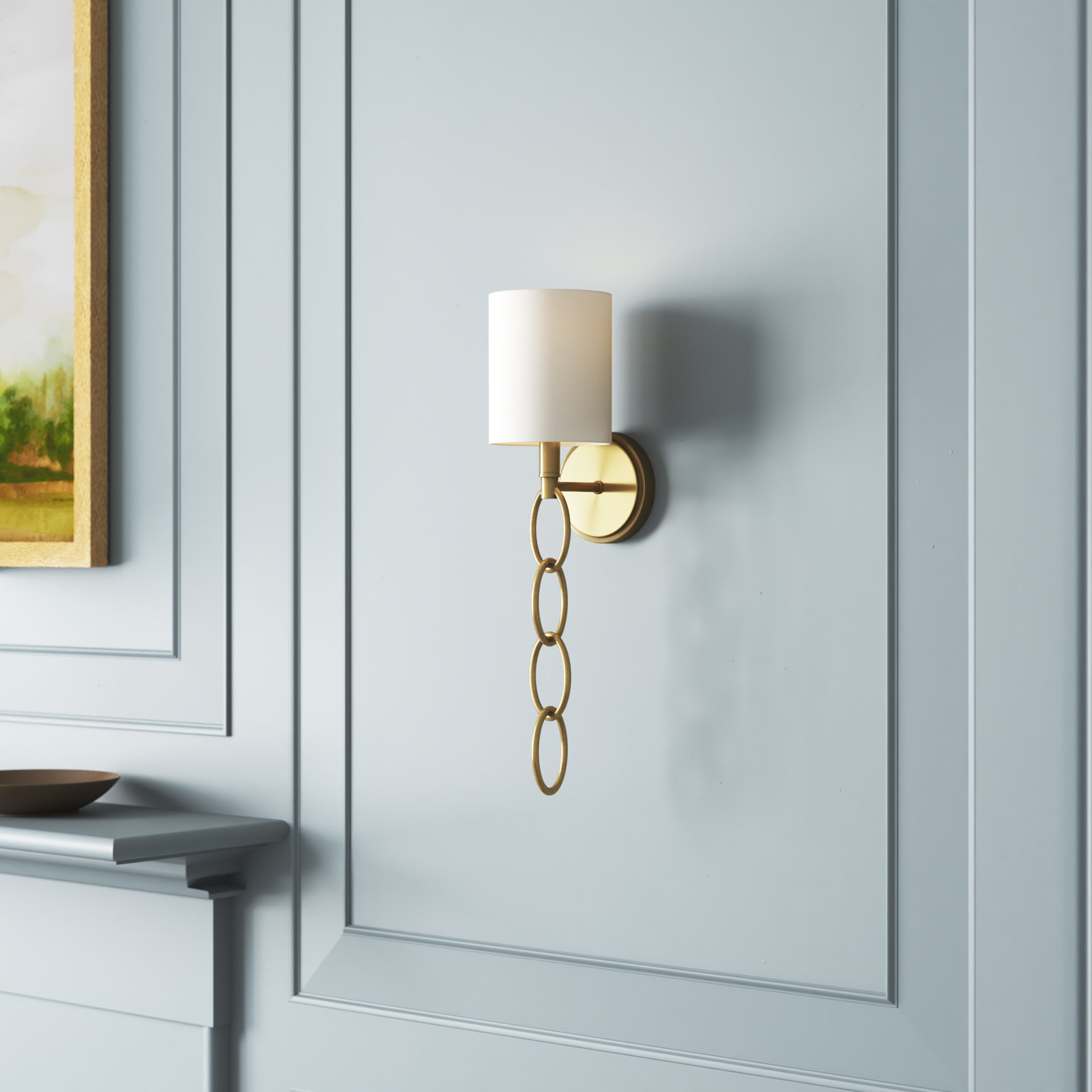 Jordy Single Light Steel Dimmable Wallchiere, Brass