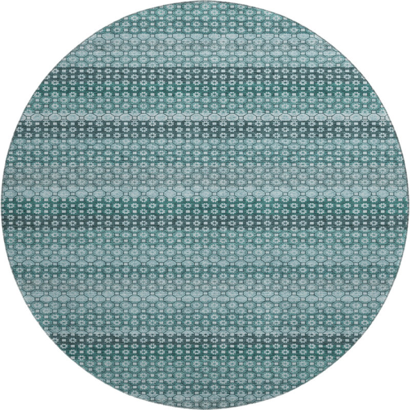 Premium Machine Washable Elize AMF1419 Stripes Rug, Round 8'