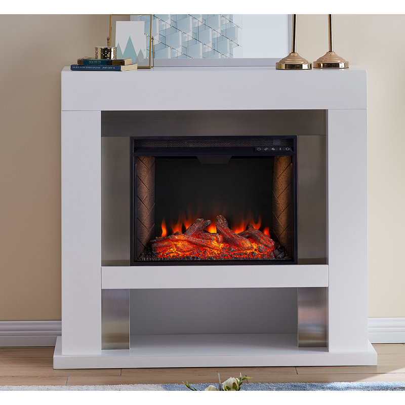 44'' W White Electric Fireplace