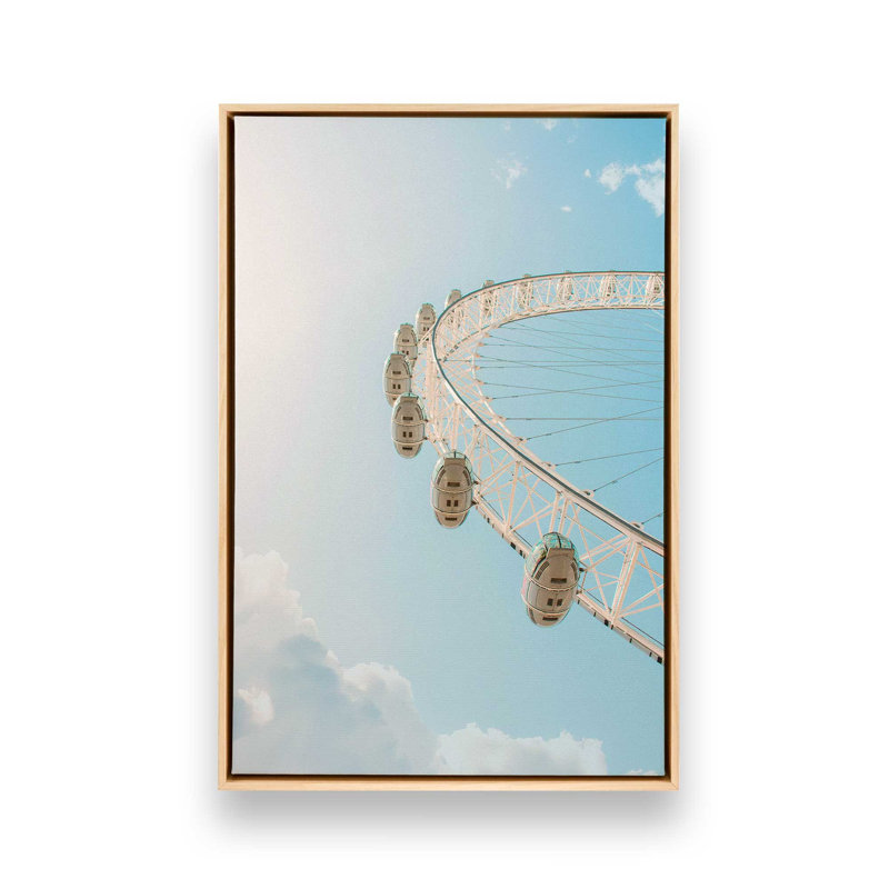 Sky Ride Over Cotton Clouds On Canvas, 8.75" H x 12.75" W, American Maple Floater Framed