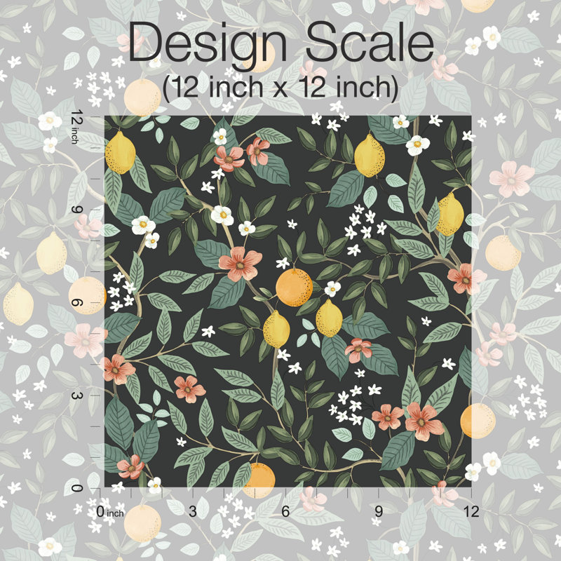 Citrus Grove Peel & Stick Wallpaper, Black