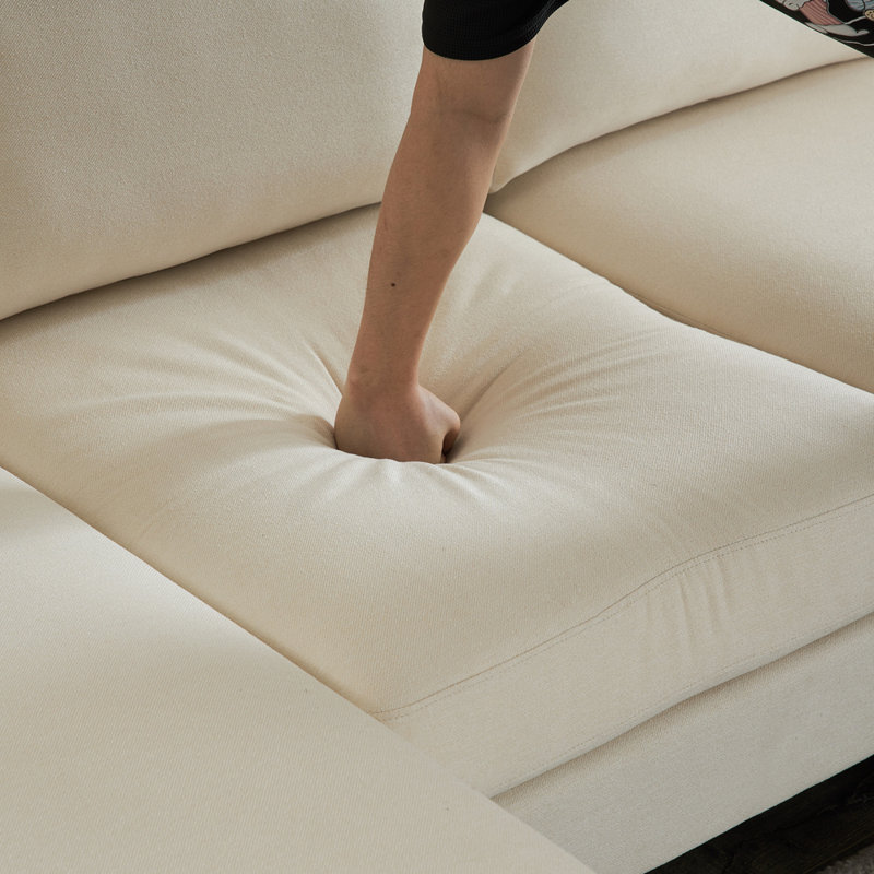 3 - Piece Upholstered Sectional, Beige Polyester Blend