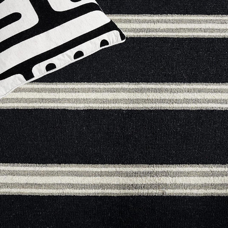 Haner Hand Tufted Wool And Cotton With Latex Striped Rug, Rectangle 8' x 10'