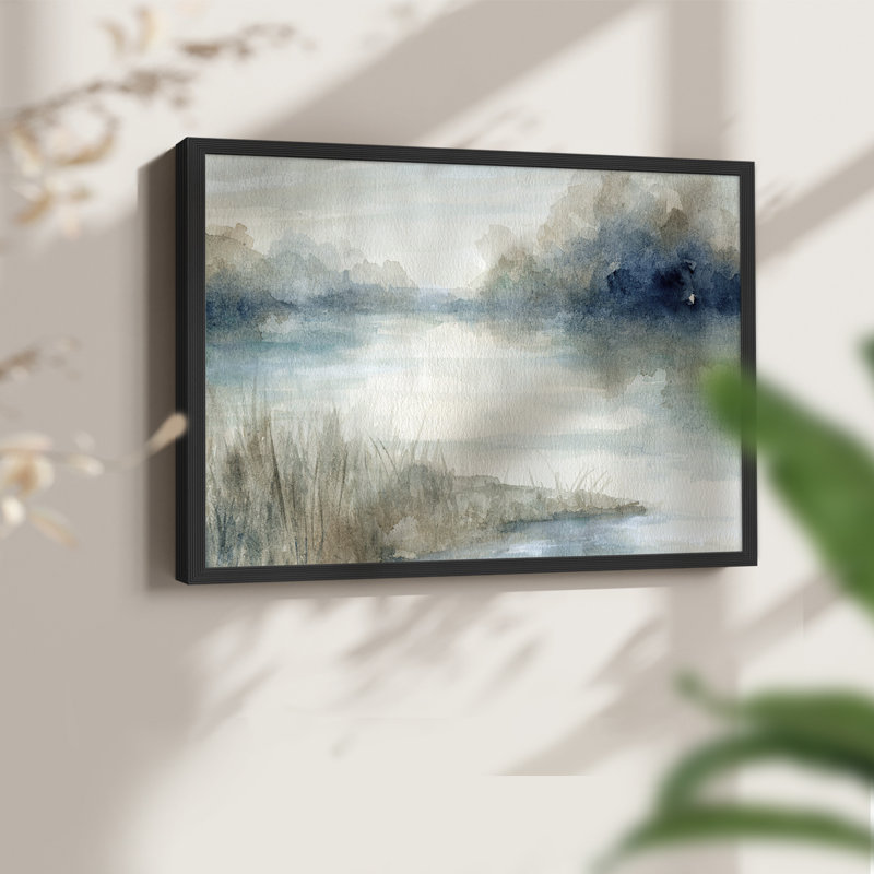 Still Evening Waters -Framed Print - Restickable, Black, 16" H x 20" W