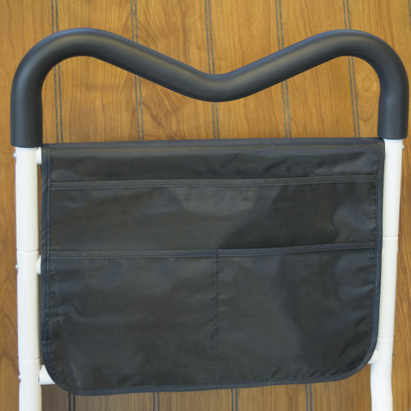 Adjustable Black and White Bed Assist Rail with M-Handle