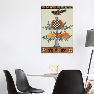 Deux niveaux de citrouilles à motifs - reproduction d'art murale - toile tendue