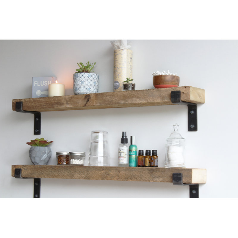 Tablette décorative en bois massif 2 pièces Brennon, Naturel (sans teinture), H 2 po x l 40 po x P 7 po
