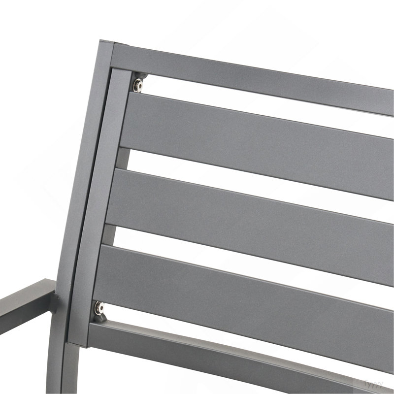 Chaise de salle à manger d'extérieur moderne en aluminium (ensemble de 2), gris métal