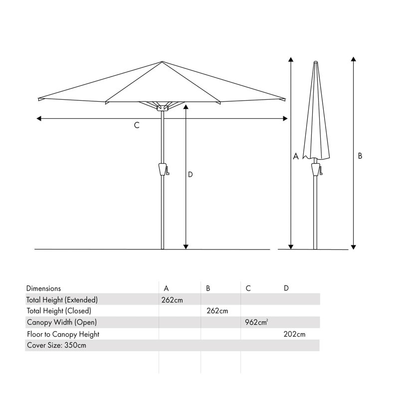 Hatten Riva Traditional Round Parasol, 262cm H x 350cm W x 350cm D, Taupe