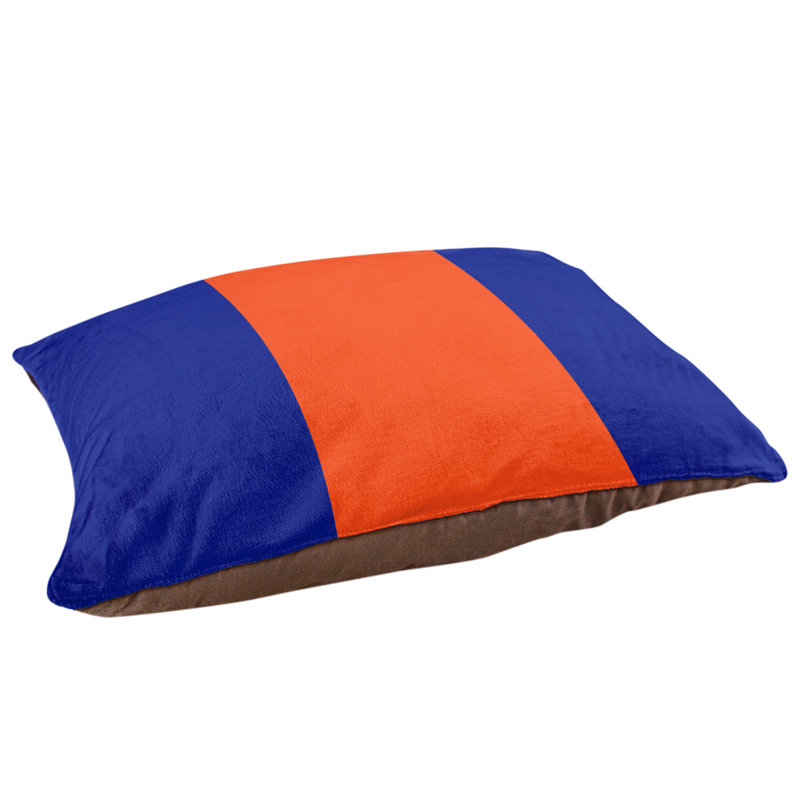 Coussin pour chien Indiana, Petit (l 28 po x P 18 po x H 6 po), Bleu / orange