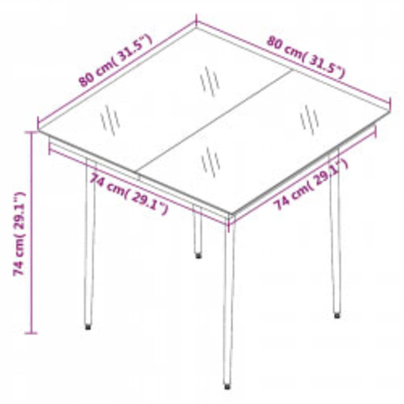  Garden Dining Set, Dark Gray Cushion/Gray Frame, 29.1" H x 78.8" W x 39.4" D, 6