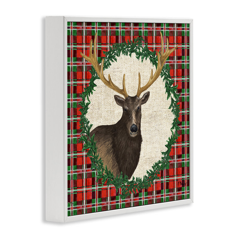 «Festive Plaid Elk», art de la giclée encadrée par Paul Brent, H 24 po x l 24 po
