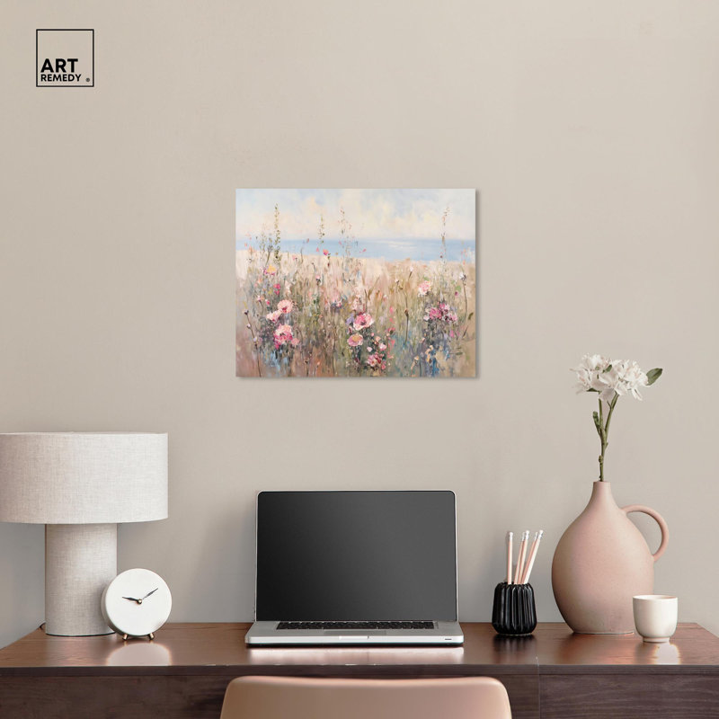 «Rosy Garden Whisper» par Art Remedy, H 16 po x l 20 po, Toile tendue