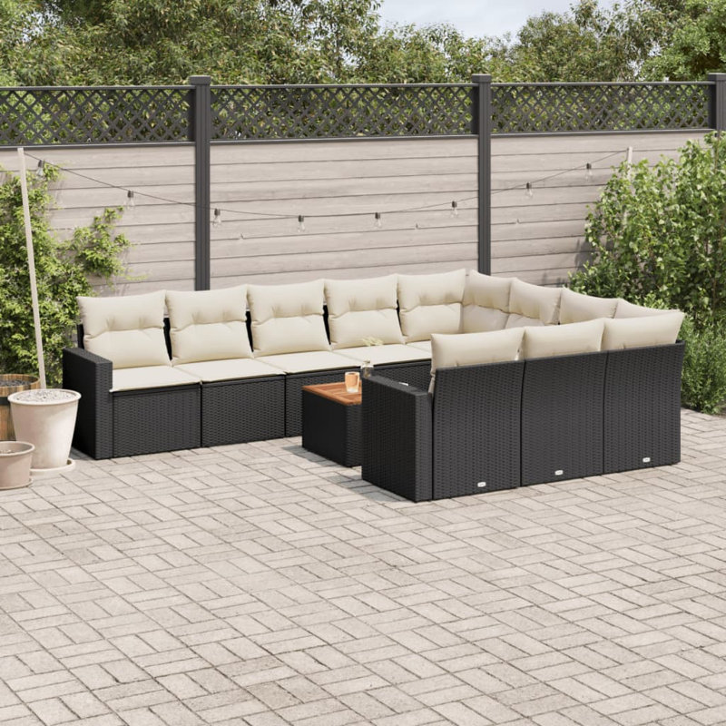 Vidaxl Garden Sofa Set Black, Cream White