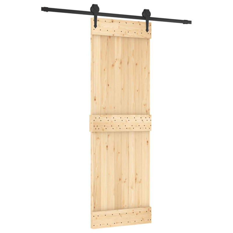 Porte coulissante avec quincaillerie Vidaxl, 27,6 po x 82,7 po, Noir/naturel