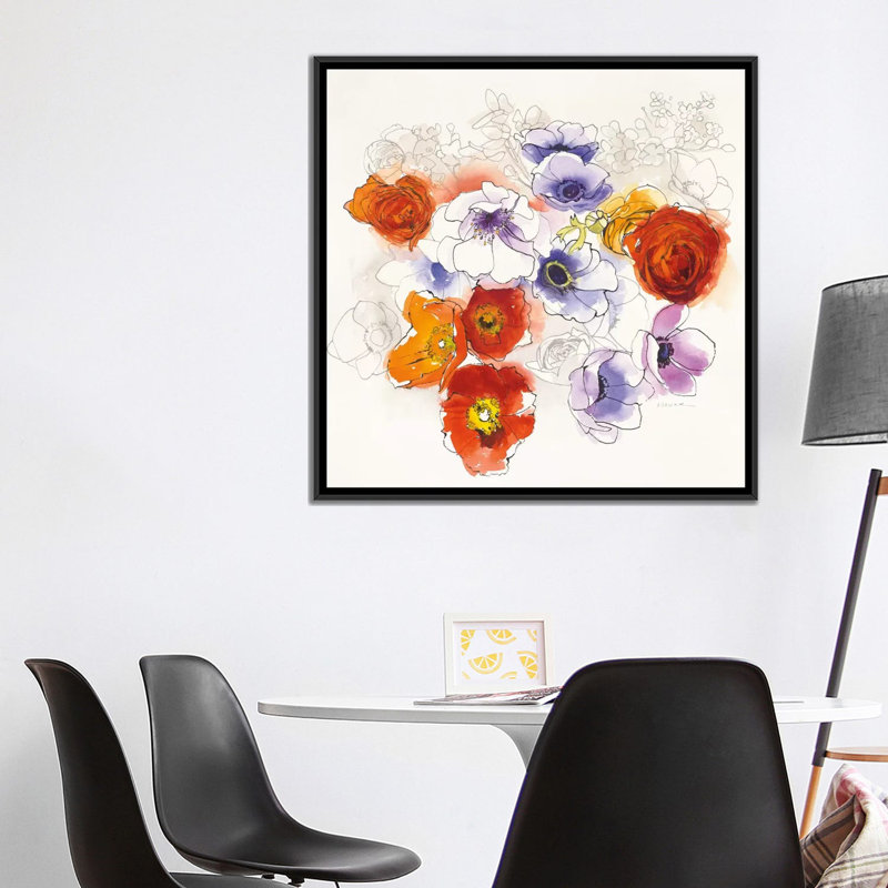 Fleurs spring, impression sur toile tendue, H 12 po x l 12 po x P 0,75 po, Toile tendue, Pas de tapis