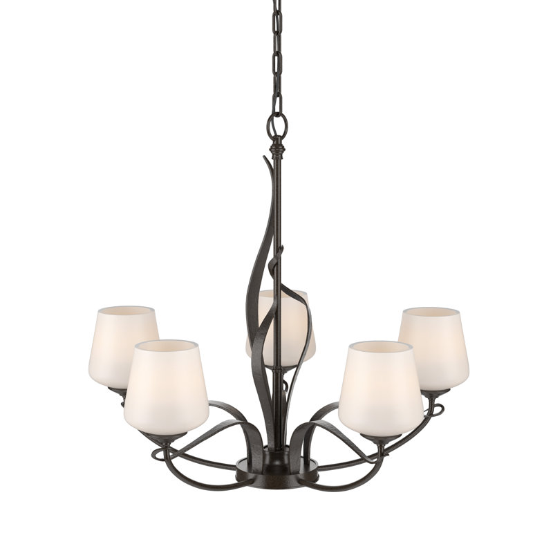 Flora 5 - Light Candle Style Classic / Traditional Chandelier, Opal, Oil Rubbed Bronze