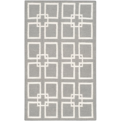 Dance Martha Stewart Flat Weave Wool/Silk/Cotton Geometric Rug in Cement Gray