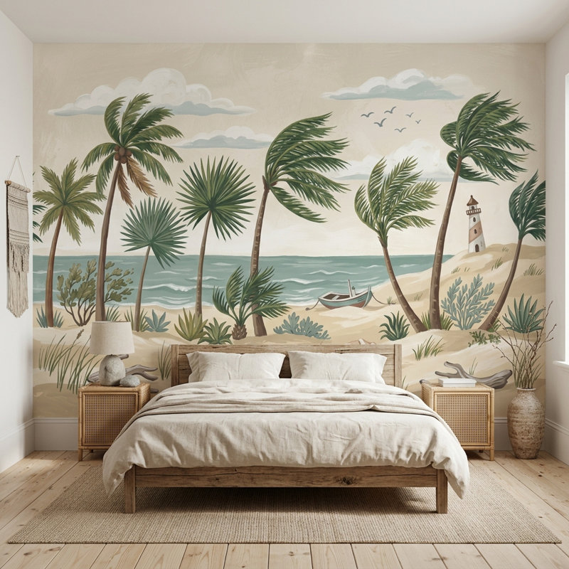 Papier peint Tropical Beach Coastal Tropical, Texturé non collé, 160 po x 108 po