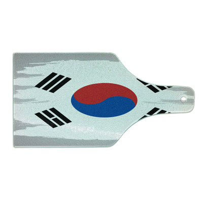Ambesonne Korean Flag Tempered Glass Cutting Board Grunge Brush Paint Grey Multicolor