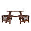 Table de pique-nique pour 8 personnes, 4 bancs intégrés, trou pour parasol, météo, pour la cour. Table ronde brune en brun. , Jardin, Cour arrière, Porche