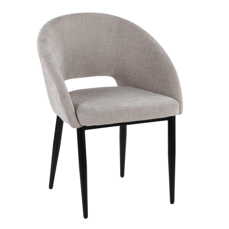 Chaises rembourrées Resme (ensemble de 2), Argent argent, Métal noir