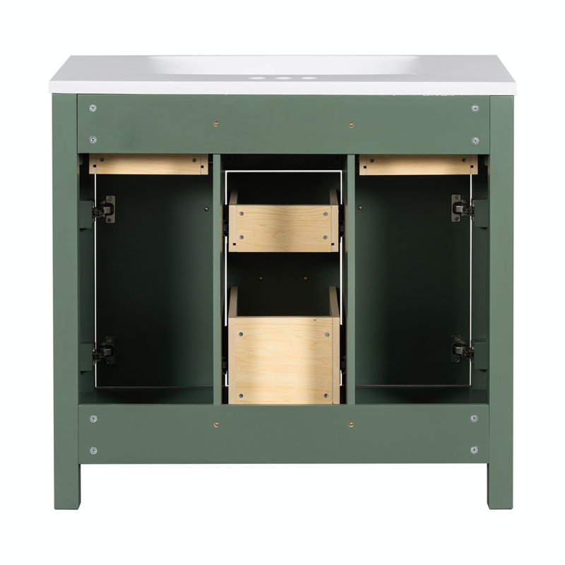 Meuble-lavabo simple 36 po avec plateau en bois manufacturé Burglind
