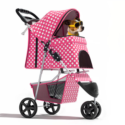 Pet Stroller Dog Cat Stroller Foldable Stroller With Adjustable Canopy