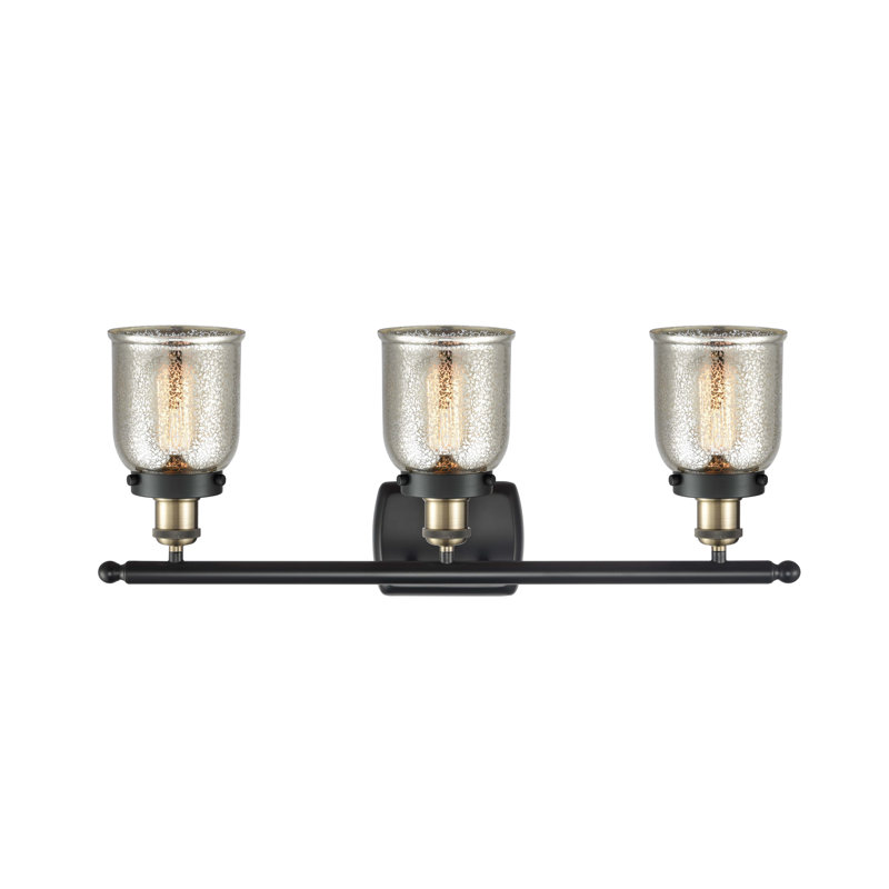 Éclairage pour meuble-lavabo 3 lumières 26 po Ballston Urban Bell, Argent mercuré plaqué, Laiton antique noir, Incandescent