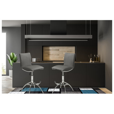 Ensemble de 2 tabourets de bar modernes à hauteur réglable, similicuir gris avec base chromée et fonction pivotante