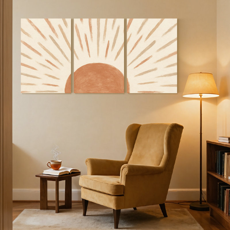 Ensemble de 3 reproductions d'art sur toile Sunburst, H 36 po x l 72 po