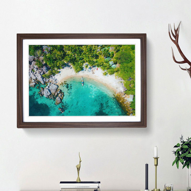 Boat in Ko Tao Thailand - Picture Frame Photograph Print, 36cm H x 48cm W x 2cm D, Walnut Framed