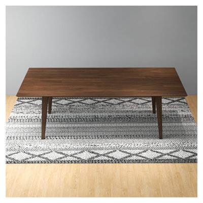 Levi Mid-Century Modern Solid Wood Rectangular Dining Table, 86 Inch Walnut Brown Kitchen Table for 6 Adults with Beveled Edges