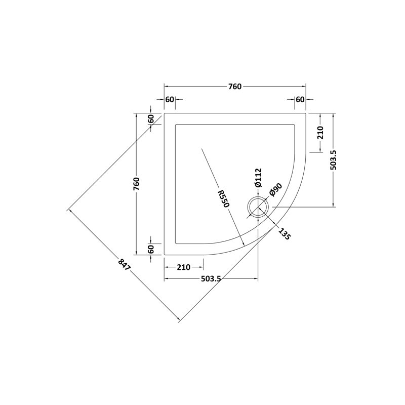 Standard Shower Tray - Slate Grey, 40mm H x 760mm W x 760mm D