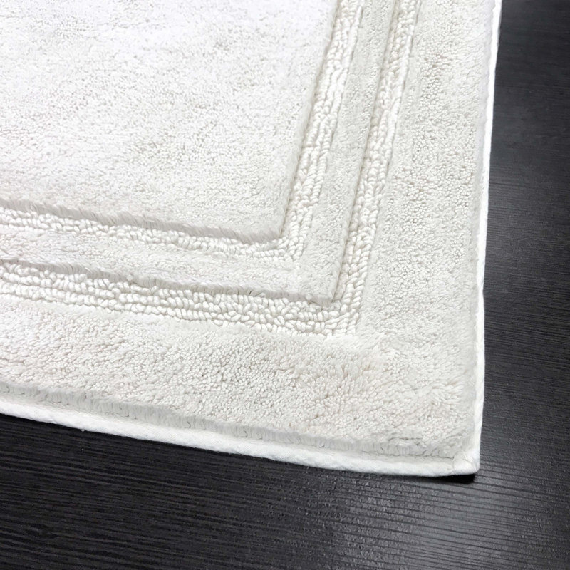 White Cotton Non-Slip 2 Piece Bathroom Rug Set