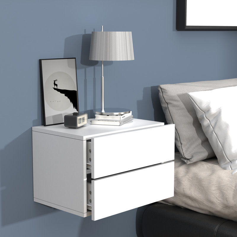 Avyion Manufactured Wood Bedside Table, 30cm H x 45cm W x 32cm D, White
