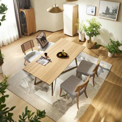 Stainless steel solid wood dining table set