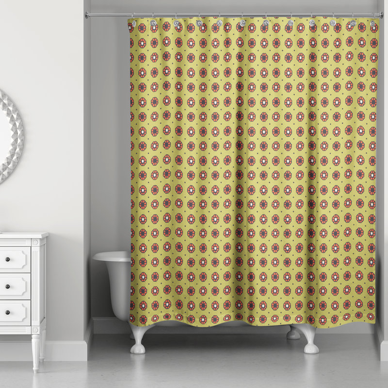 Rideau de douche simple Hance, Jaune et orange